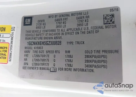 2016 Chevrolet Silverado 1500 Wt from USA, damaged, VIN 1GCNKNEH5GZ300828